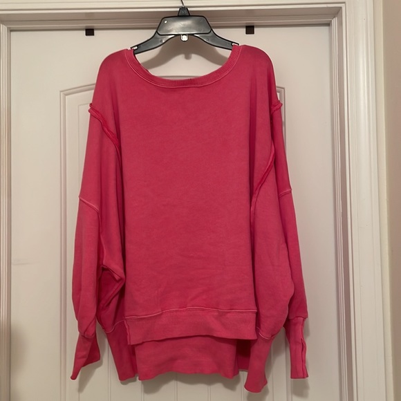 NEW FREE PEOPLE Camden Sweatshirt BARBIE PINK XS - Picture 8 of 10